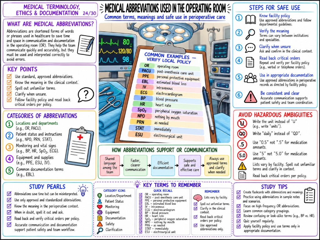 Medical Abbreviations Used in the Operating Room (24/30)