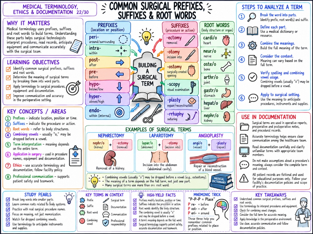 Common Surgical Prefixes, Suffixes & Root Words (22/30)